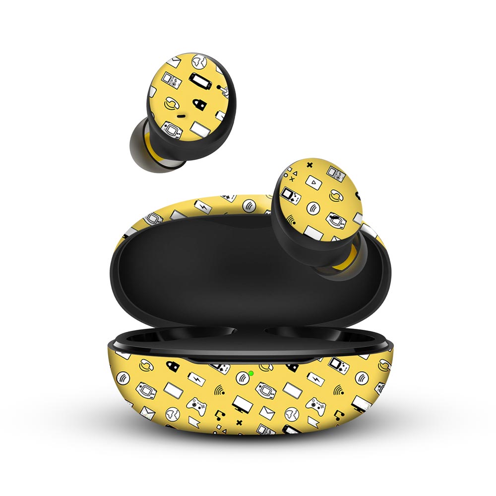 icons retro yellow skins for realme buds q by sleeky india